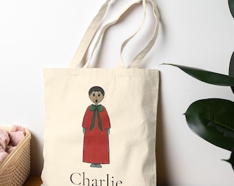 Personalized Cotton Canvas Tote Bag with Custom Name, Eco-Friendly Shopping Bag, Gift for Christmas