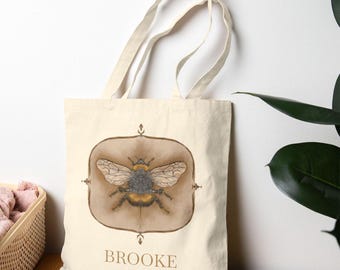 Personalisierte Bienen Baumwollsegeltuch-Einkaufstasche 15 "x 16"