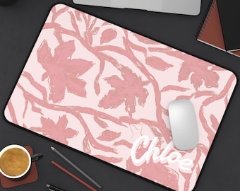 Personalized Pink Floral Camo Desk Mat – Neoprene Office Decor