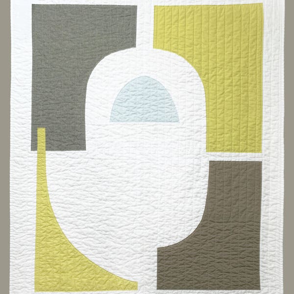 Weiße Leinen Mid Century Modern werfen Quilt - Scherenschnitte #3