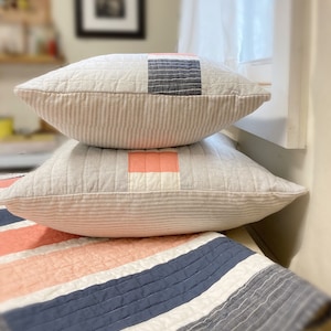 Modern Quilted Pillow covers -  CHALKBOARD + CORAL