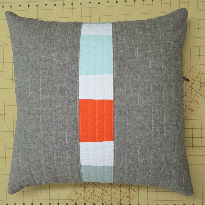 Modern Throw Pillow Linen Triptych Etsy