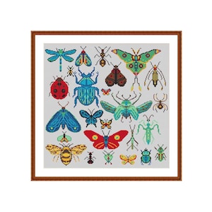 Insekt, Kreuzstichmuster-Set von Insekten, Käfern