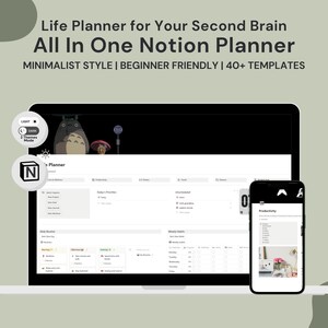 Notion Life Planner Template | All In One Notion Dashboard | Aesthetic Notion Template | Minimal Personal Planner, Daily ADHD Notion Planner