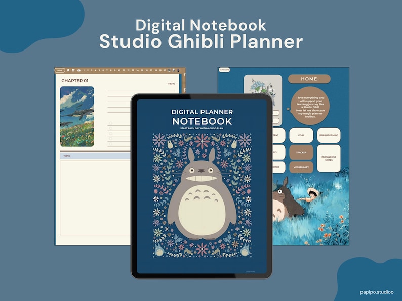 Studio Ghibli Digital Planner | Hyperlinked PDF Notebook (Instant Download) afbeelding 1
