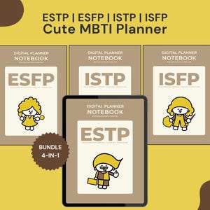 Cute Planner, MBTI Planner | Estp, Esfp, Istp, Isfp - Multi Functional Digital Planner Notebook, Work & Study Planner, Undated Planner