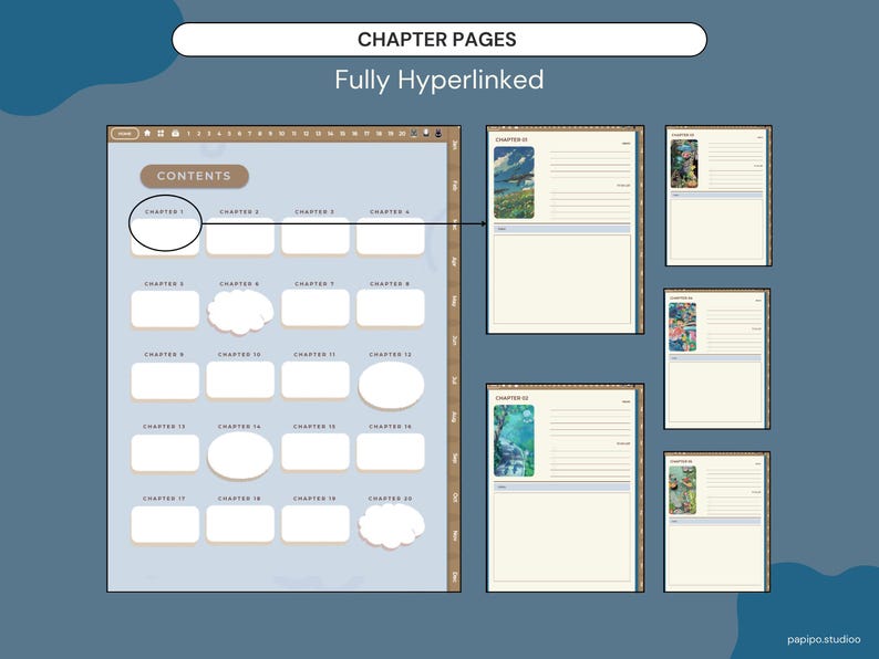 Studio Ghibli Digital Planner | Hyperlinked PDF Notebook (Instant Download) afbeelding 7