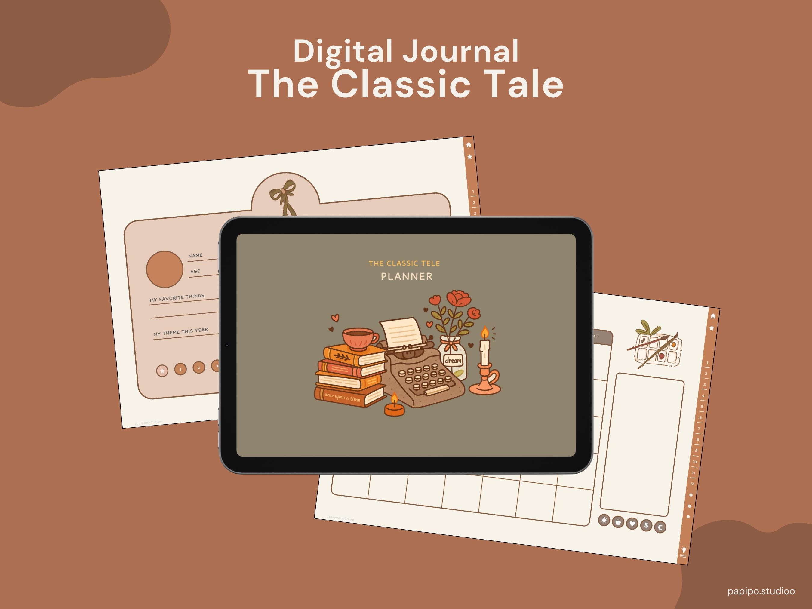 The Classic Tale – PDF Digital Undated Yearly Planner | Dark Academia Aesthetic | A5 Printable & Digital | Instant Download