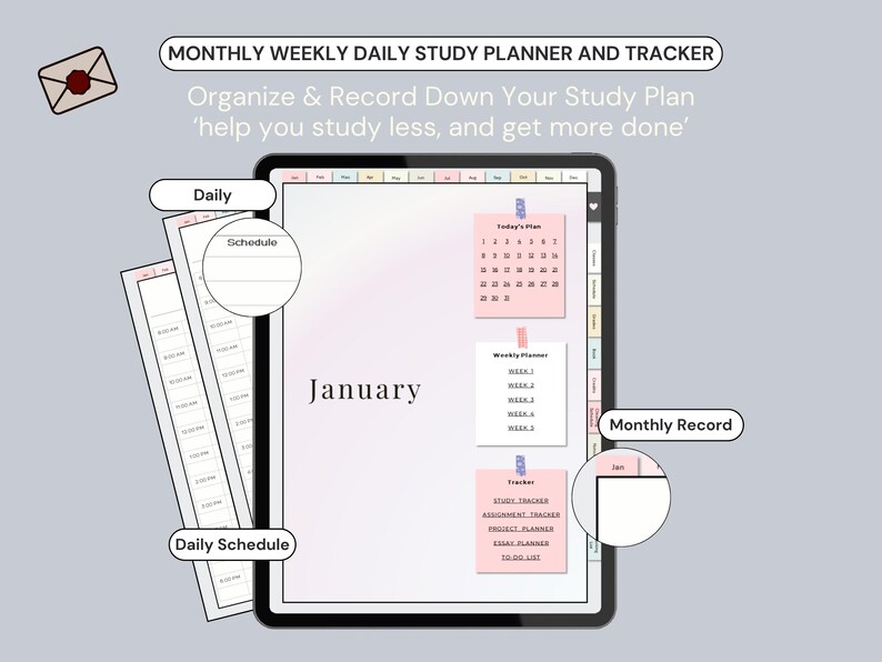 Study Planner Printable & Digital Study Schedule, Academic Organizer ...