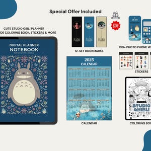 Studio Ghibli Digital Planner | Hyperlinked PDF Notebook (Instant Download) afbeelding 3