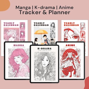 Planificador y organizador de diario de seguimiento de K-Dramas de Anime y Manga - Diario japonés, calendario sin fecha