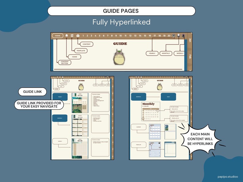 Studio Ghibli Digital Planner | Hyperlinked PDF Notebook (Instant Download) afbeelding 9