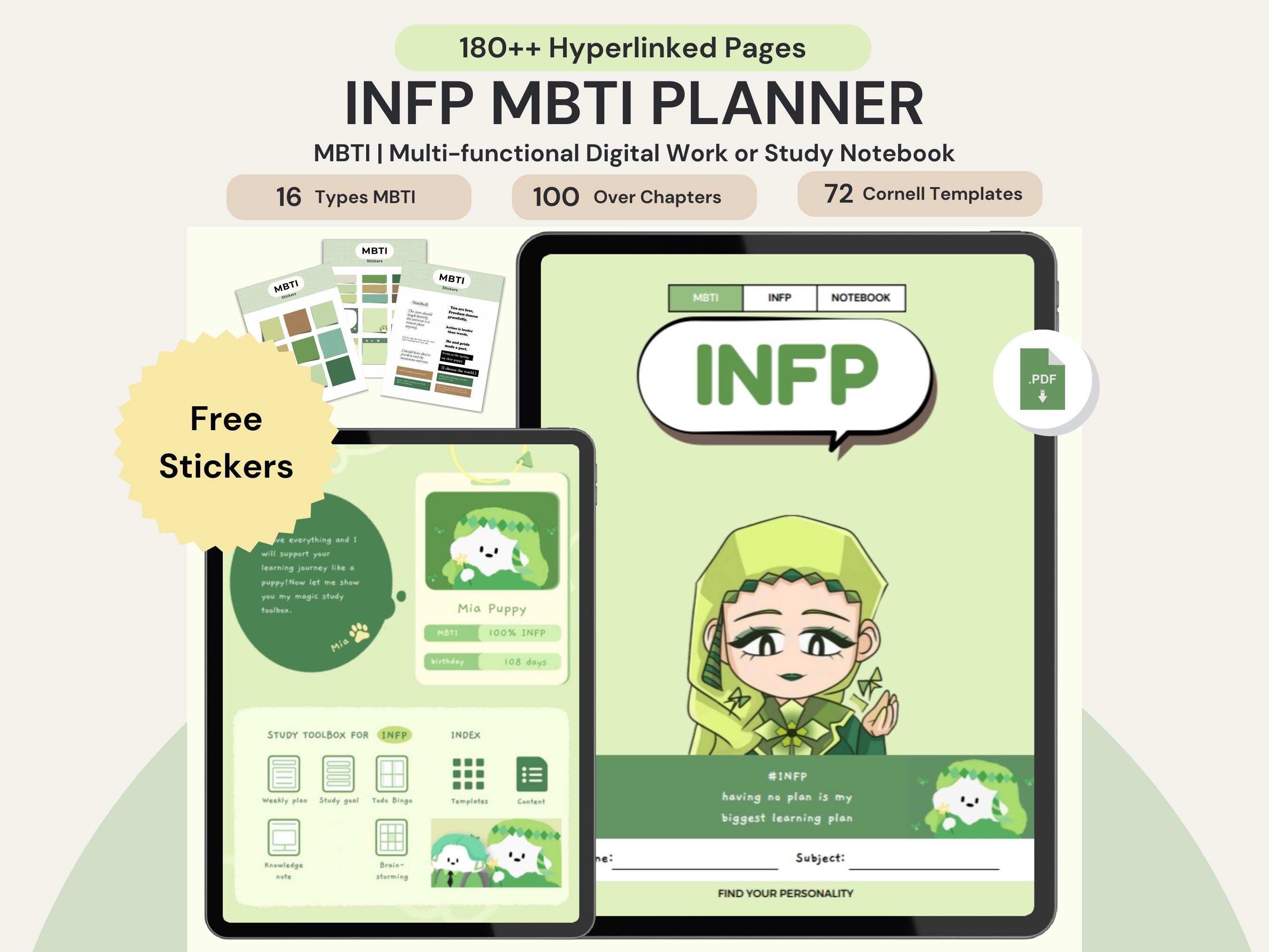 MBTI INFP Multi Functional Digital Planner Notebook, Work Study Tracker ...
