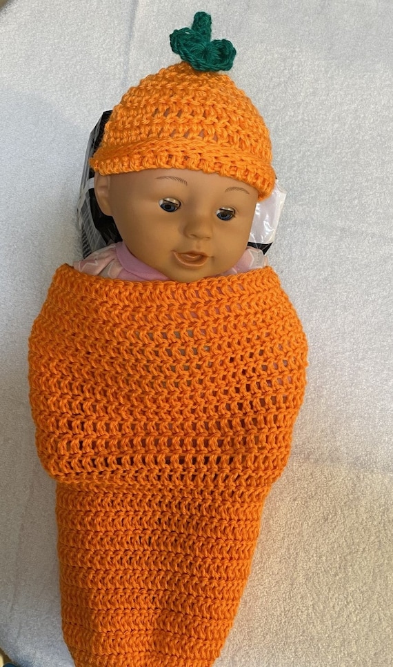 Pumpkin Baby Swaddle and Beanie Crochet Pattern