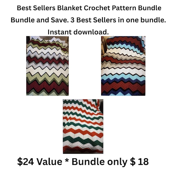 3 Crochet Blanket Patterns Bundle: Instant Download (PDF)