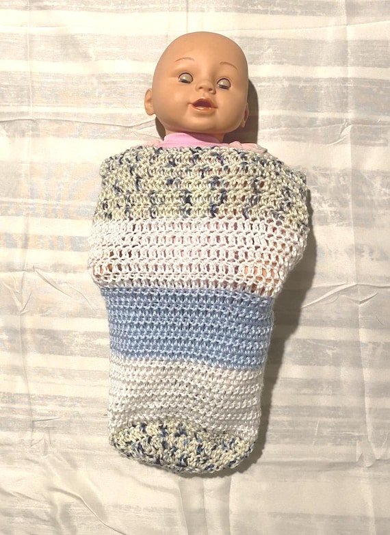 Blue Speckled Baby Swaddle Crochet Pattern