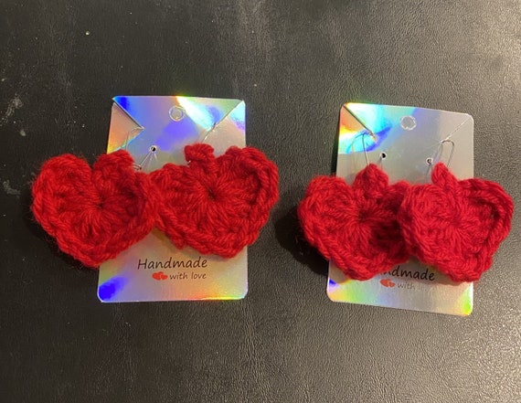 Crochet Heart Earring Pattern