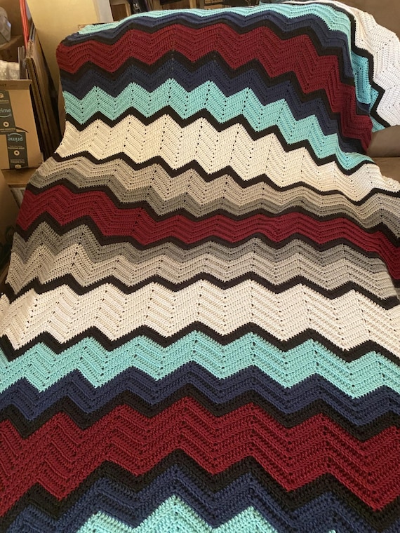 Large Crochet Afghan Pattern Blue