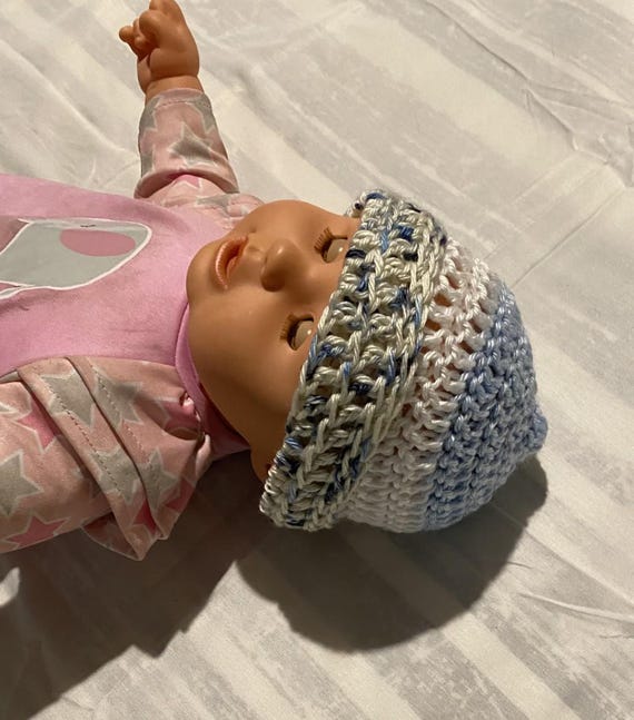 Blue Speckled Baby Beanie Crochet Pattern