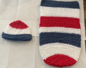 Patriotic Baby Swaddle and Hat Crochet Pattern
