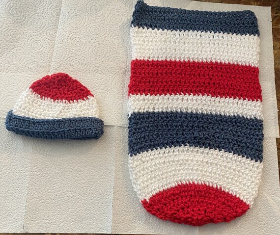 Patriotic Baby Swaddle and Hat Crochet Pattern