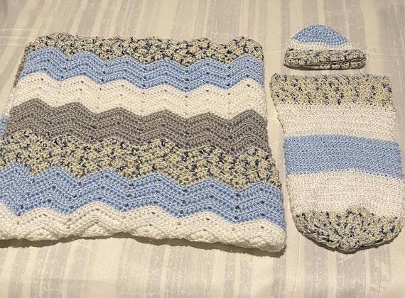 Blue Speckled Baby Bundle Gift Set Crochet Pattern