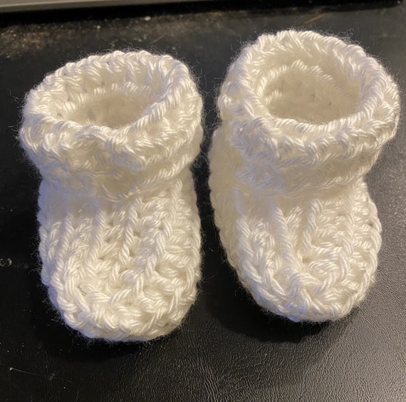 Crochet White Christening Baby Booties