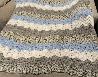 Blue Speckled Baby Blanket Crochet Pattern
