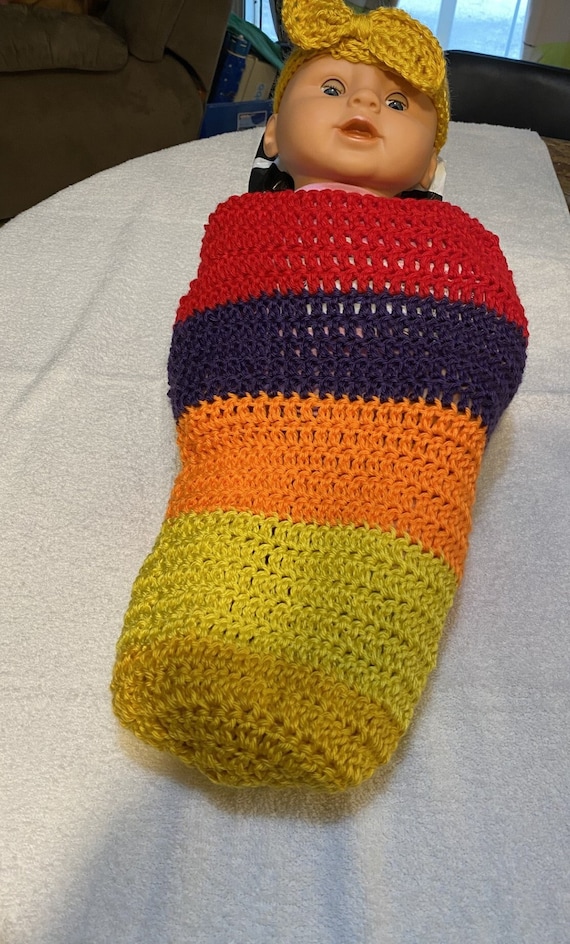 Leo Crochet Baby Swaddle and Headband Pattern