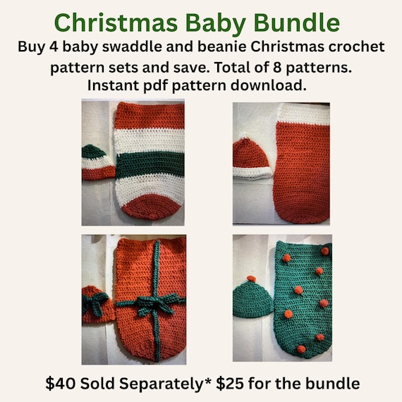 Baby Swaddle and Beanie Christmas Bundle Crochet Patterns