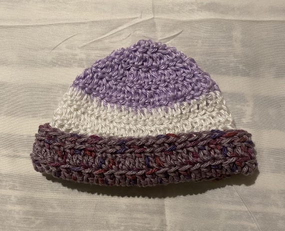 Purple Speckled Baby Beanie Crochet Pattern