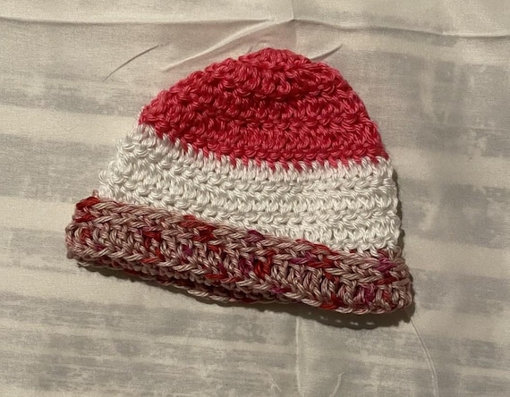 Pink Speckled Baby Beanie Crochet Pattern