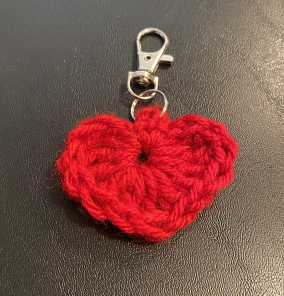 Handmade, Crochet Heart Keychain