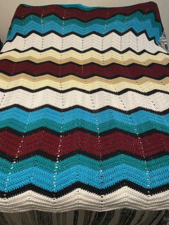 Large Afghan Crochet Pattern Ocean Colors