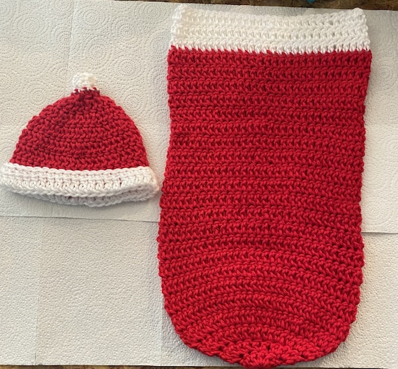Crochet Christmas Baby Swaddle and Hat Pattern