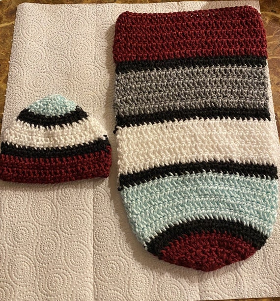 Crochet Burgundy Baby Swaddle and Hat Pattern