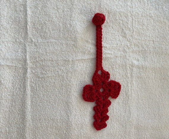 Cross Crochet bookmark with ball
