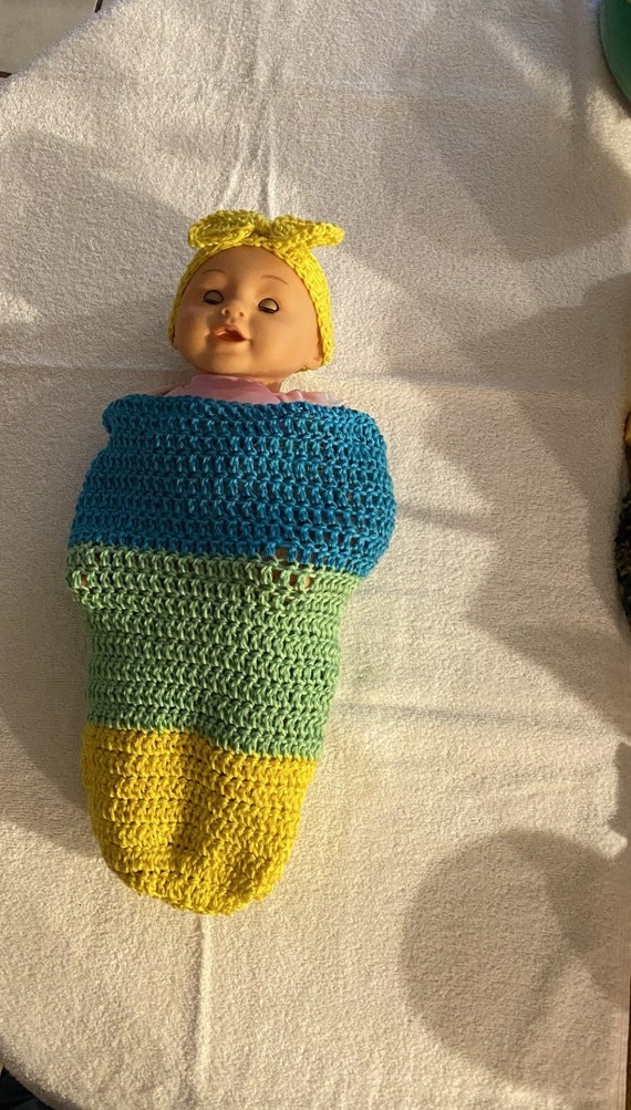 Gemini Crochet Baby Swaddle and Headband Pattern