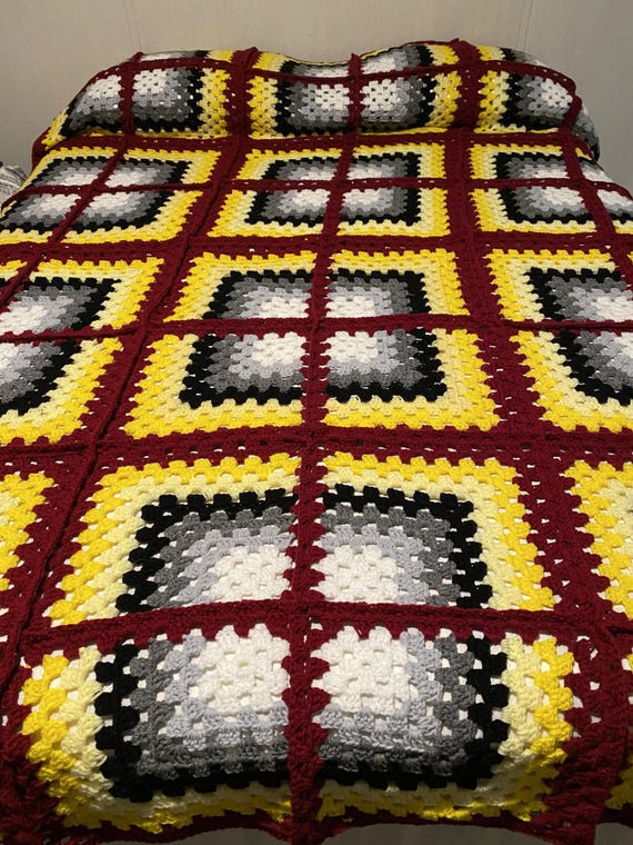Granny Square Yellow Blanket Crochet Pattern
