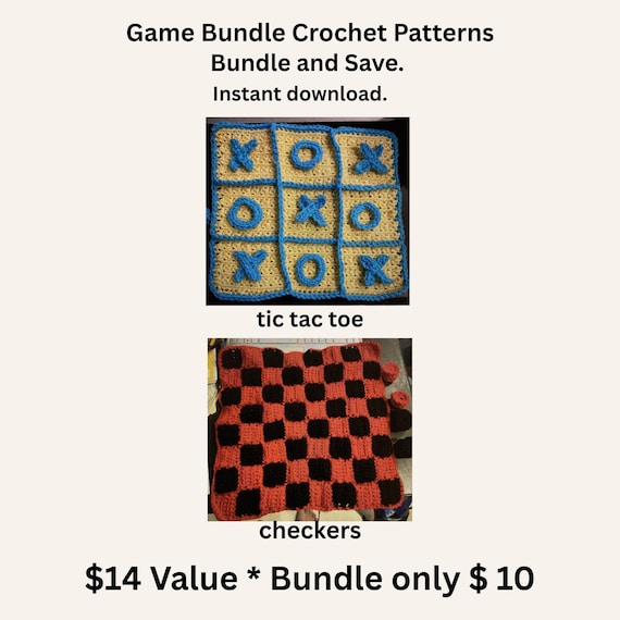 Tic Tac Toe/ Checkers Game Bundle Crochet Patterns