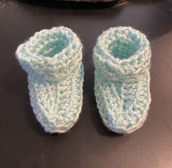 Handmade Crochet Green Baby Booties