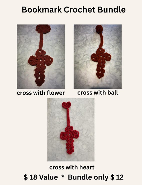Cross Bookmark Crochet Bundle