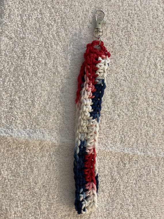 Crochet Patriotic Lanyard Keychain