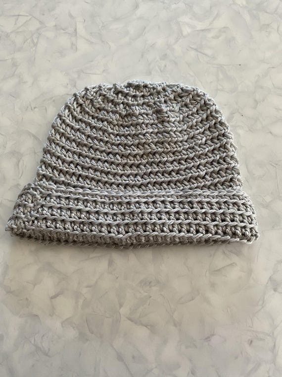 Handmade Silver Adult Soft Crochet Beanie