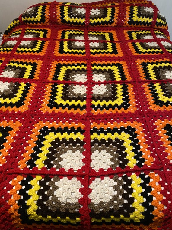 Granny Square Fall Blanket Crochet Pattern