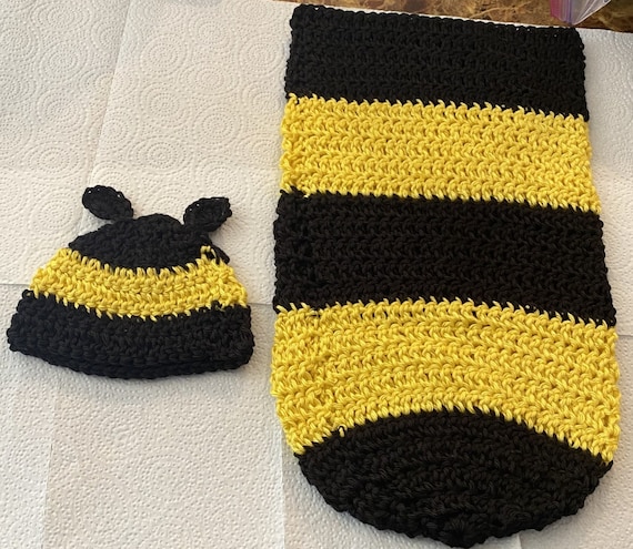 Crochet Bumble Bee Crochet Swaddle and Hat Pattern