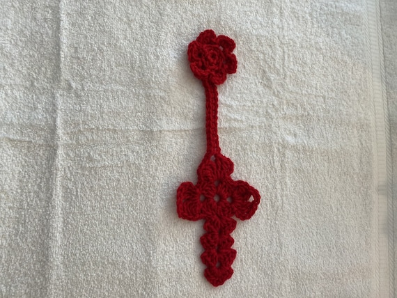 Cross Crochet bookmark with flower