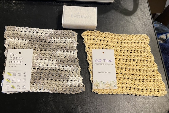 Handmade Baby Washcloths, 100% Cotton, Set of 2