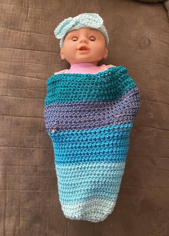 Pisces Baby Swaddle/Cocoon and Headband Crochet Pattern