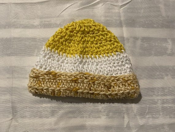 Yellow Speckled Baby Beanie Crochet Pattern